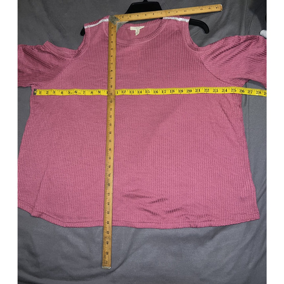 New Como Blu Top Plus Sz 3X Pink Cold Shoulder Short Sleeve Embellished Blouse - Picture 7 of 10